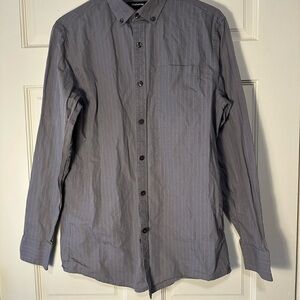Club Room Gray Striped Button-Up Shirt